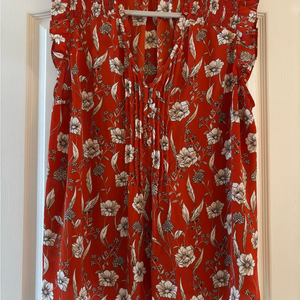 Daniel Rainn Burnt Orange Floral Blouse
